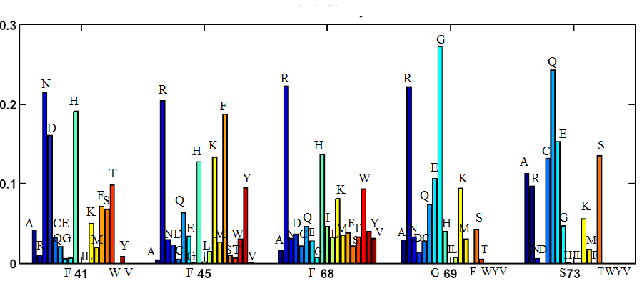 frequencies of 5 positions