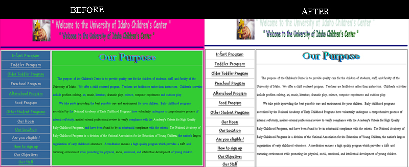 Original web page (left) and after conversion to black-and-white (right)