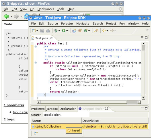 A snippet on the web and in the Eclipse IDE