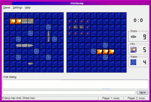 screenshot of kbattleship game